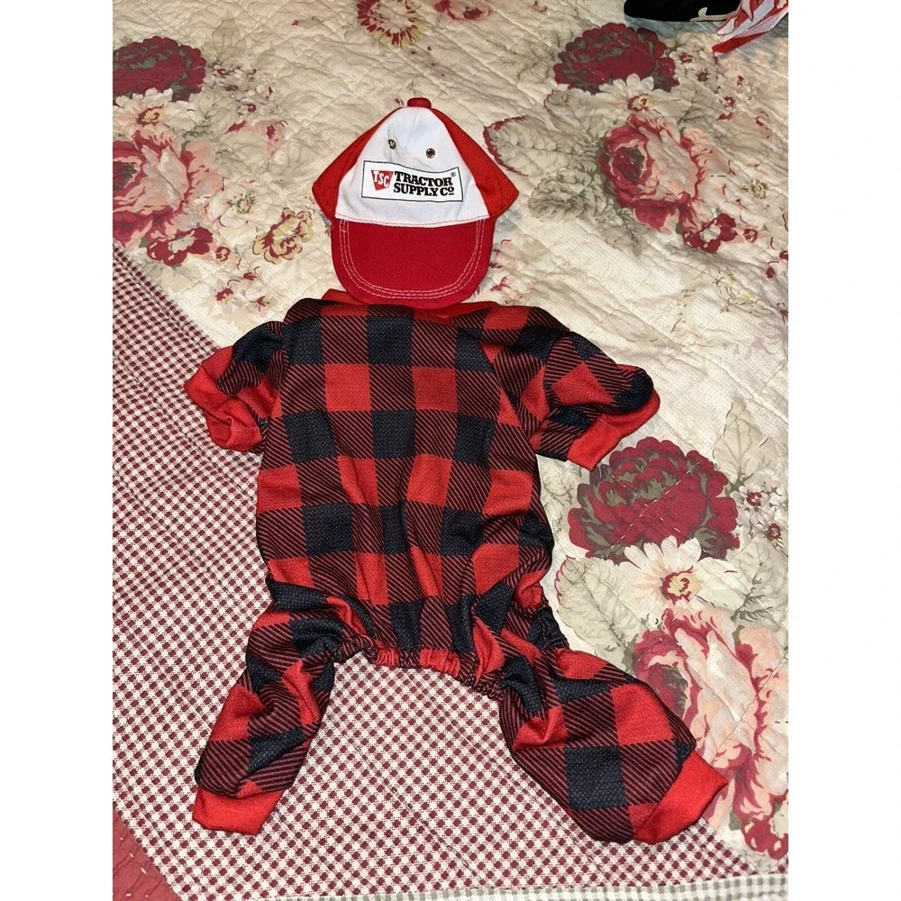Dog‎ Shirt  And Tractor Cap Lot Of Holiday Slip On Christmas Plaid Small